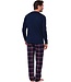 Heren pyjamaset van katoen-flanel, top met v-hals 'trendy checks'