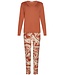 Pastunette Premium Luxe dames pyjama V-hals met kant 'watercolour art'