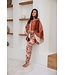 Luxe dames pyjama V-hals met kant 'watercolour art'