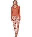 Luxe dames pyjama V-hals met kant 'watercolour art'
