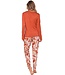 Luxe dames pyjama V-hals met kant 'watercolour art'