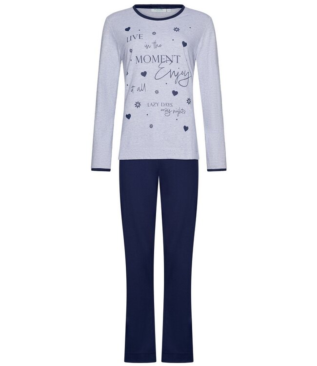 Lichtgrijs melee pyjamaset met lange mouwen 'pyjama days'
