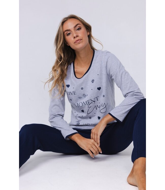 light grey melee long sleeve pyjama set 'pyjama days'