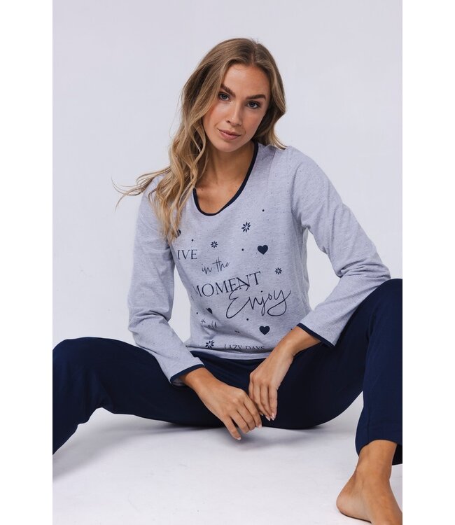 light grey melee long sleeve pyjama set 'pyjama days'