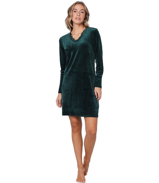 Bosgroene, velours lounge-jurk 'chic comfort'