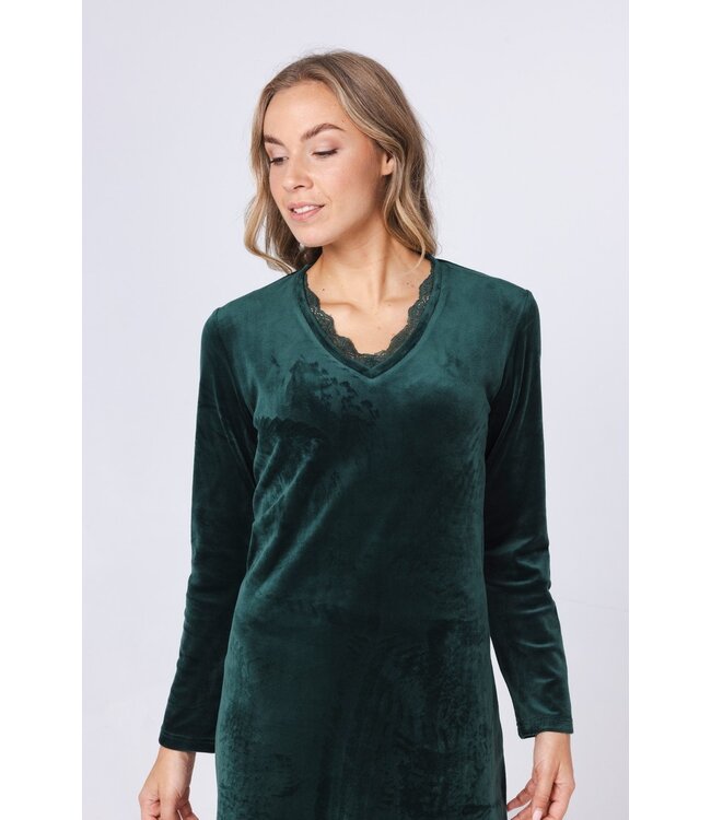 Bosgroene, velours lounge-jurk 'chic comfort'