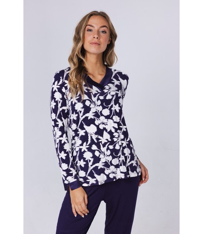 Luxe lounge pyjama van ecovero viscose 'floral garden'