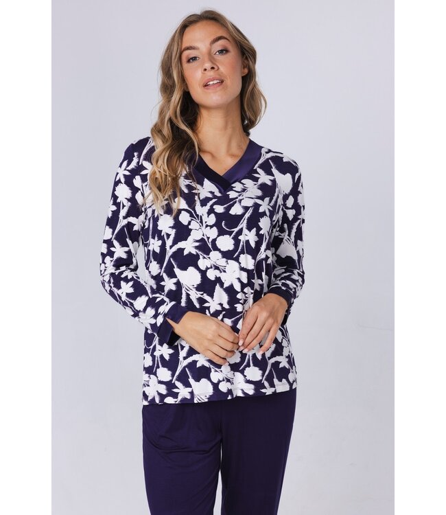 Luxe lounge pyjama van ecovero viscose 'floral garden'