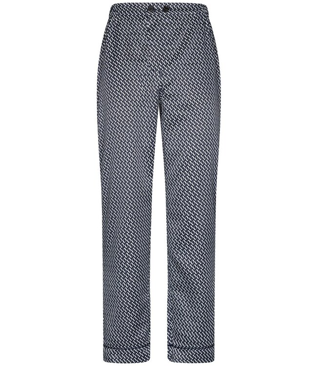 blue cotton-satin full button men's pyjama 'chain link'