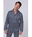 blue cotton-satin full button men's pyjama 'chain link'