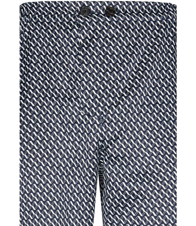 Blauwe, katoen-satijnen doorknoop herenpyjama 'chain link'