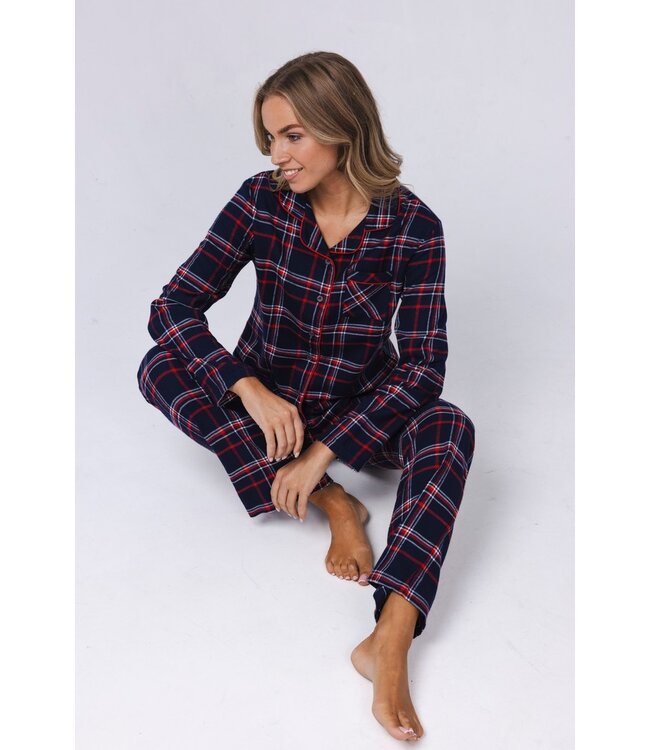 Flanellen doorknoop pyjama 'cool checks'