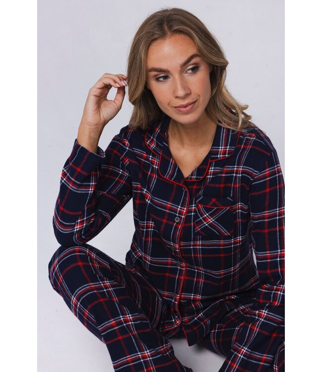 Flanellen doorknoop pyjama 'cool checks'