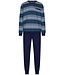 Heren pyjamaset met lange mouwen met boorden en V-hals van katoen 'blue stripes'