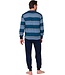Heren pyjamaset met lange mouwen met boorden en V-hals van katoen 'blue stripes'