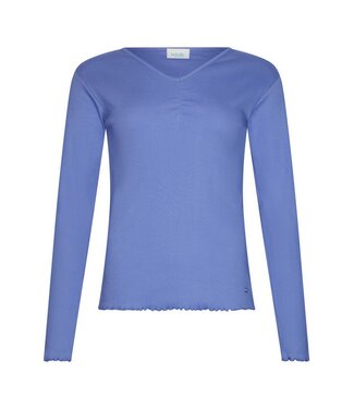 Rebelle Mix & Match dames top met lange mouw en v-hals 'cool blue'