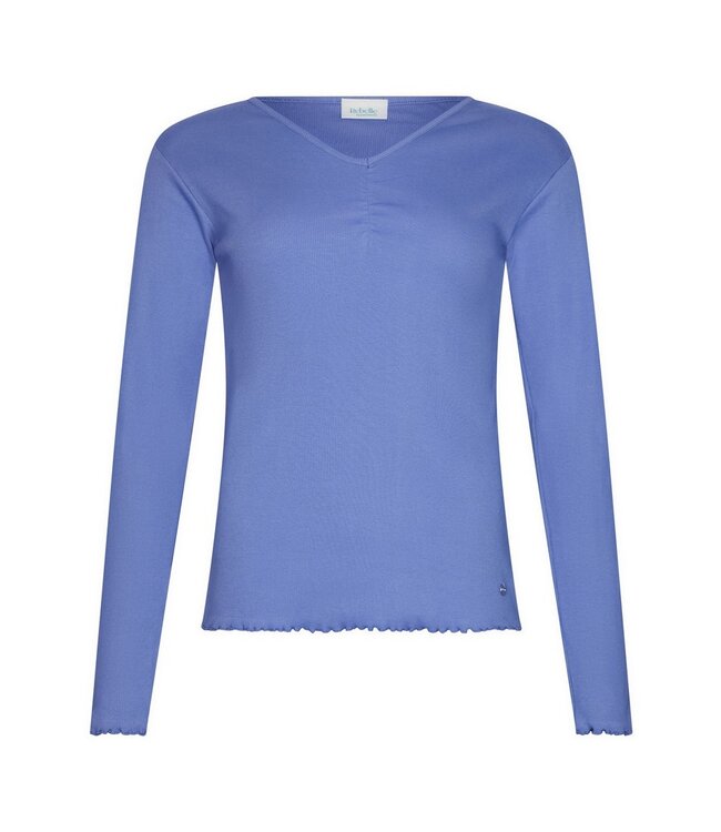Mix & Match ladies long sleeve v-neck top 'cool blue'