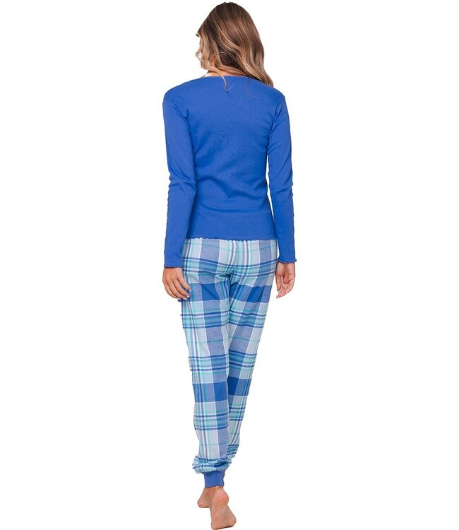 Mix & Match ladies long sleeve v-neck top 'cool blue'