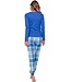 Mix & Match dames top met lange mouw en v-hals 'cool blue'