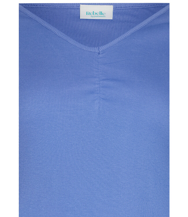 Mix & Match ladies long sleeve v-neck top 'cool blue'