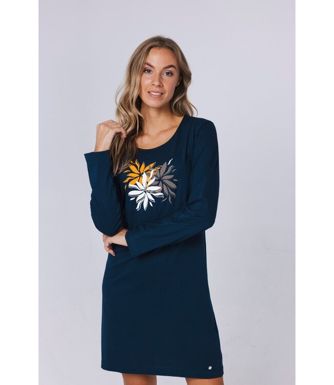 long sleeve 100% organic cotton nightdress 'forest flowers'