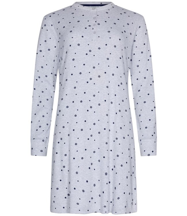 cotton-mix waffle rib nightdress with buttons 'snowflakes & circles'