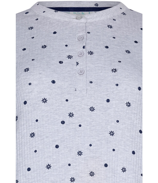 cotton-mix waffle rib nightdress with buttons 'snowflakes & circles'
