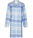 Doorknoop nachthemd met lange mouwen van katoen-flanel 'cool blue checks'