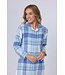 Doorknoop nachthemd met lange mouwen van katoen-flanel 'cool blue checks'