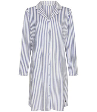 Pastunette Blauw doorknoop dames nachthemd van zachte, flanel fleece ‘soft stripes’