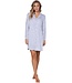 Blauw doorknoop dames nachthemd van zachte, flanel fleece ‘soft stripes’