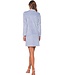 Blauw doorknoop dames nachthemd van zachte, flanel fleece ‘soft stripes’