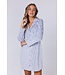 Blauw doorknoop dames nachthemd van zachte, flanel fleece ‘soft stripes’