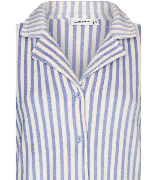 ladies blue soft flannel fleece full button nightdress 'soft stripes'