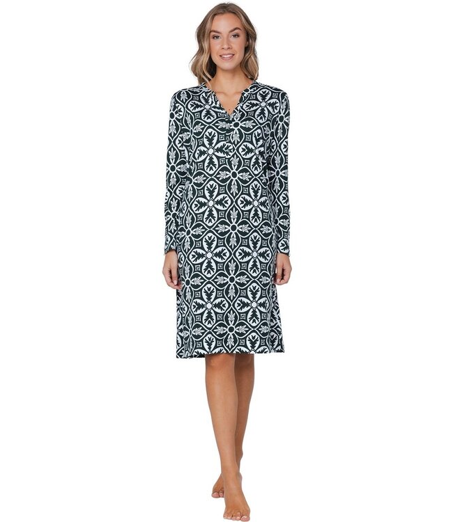 cotton-modal green nightdress with buttons 'mega boutique charm'