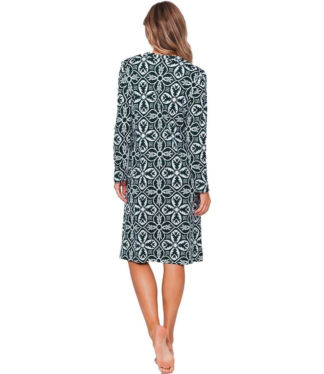 cotton-modal green nightdress with buttons 'mega boutique charm'