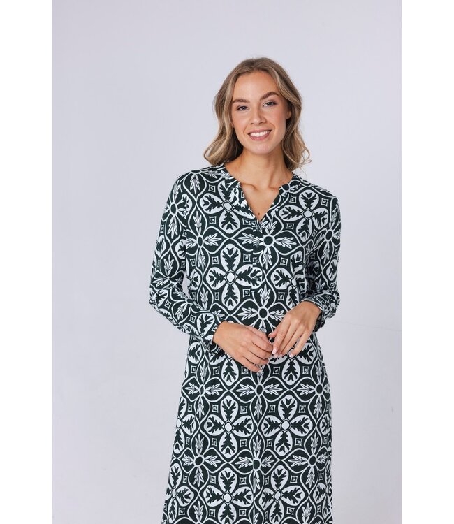 cotton-modal green nightdress with buttons 'mega boutique charm'