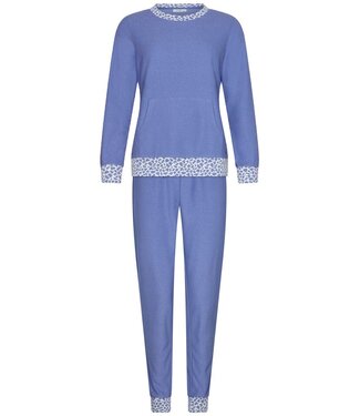Rebelle ladies cotton terry polyester mix lounge pyjama 'cool blue animal'