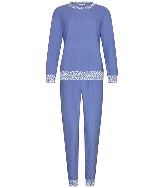 ladies cotton terry polyester mix lounge pyjama 'cool blue animal'