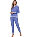 ladies cotton terry polyester mix lounge pyjama 'cool blue animal'