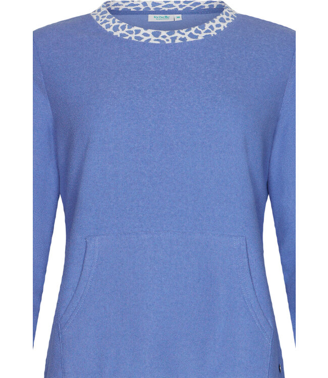 ladies cotton terry polyester mix lounge pyjama 'cool blue animal'