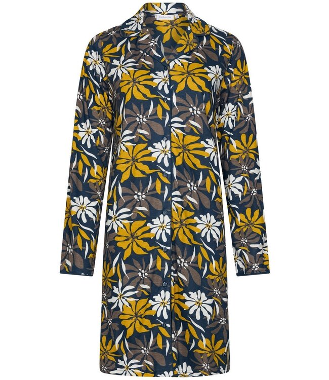 ladies full button cotton-modal long sleeved nightdress 'forest flowers'