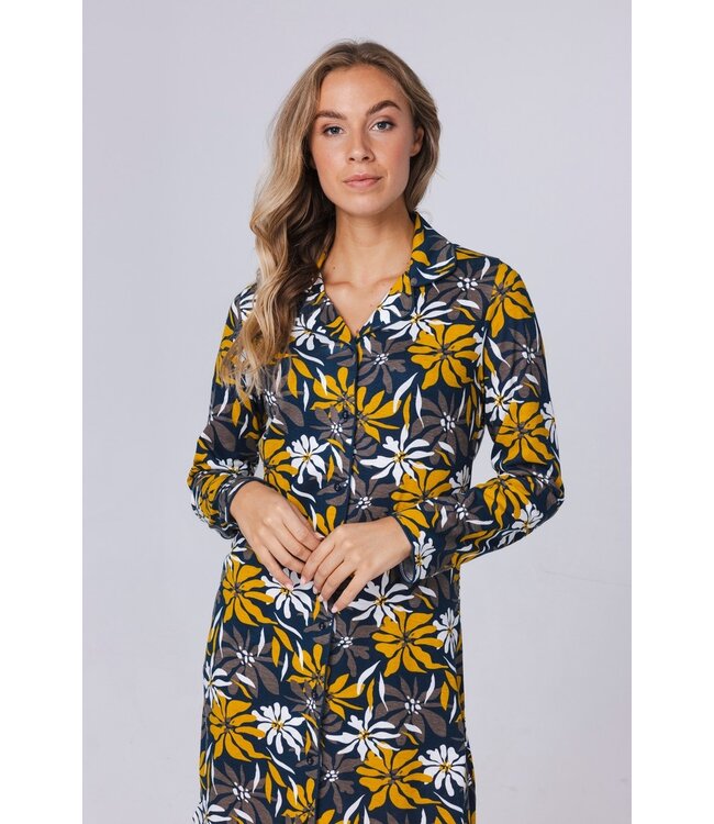 ladies full button cotton-modal long sleeved nightdress 'forest flowers'