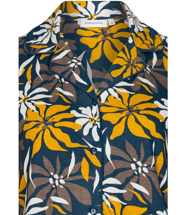 ladies full button cotton-modal long sleeved nightdress 'forest flowers'