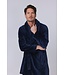 Jacquard-flanel-fleece reliëfstof overslag heren ochtendjas 'cool blue'