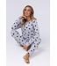 Lichtgrijs melee pyjama met lange mouwen en kangoeroezak 'lots of lovehearts'