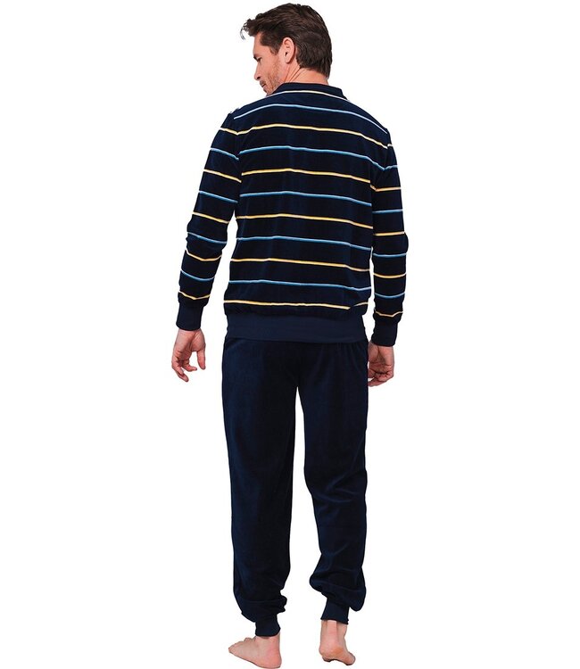men's cotton-velvet mix lounge relax pyjama set 'velvet stripes'