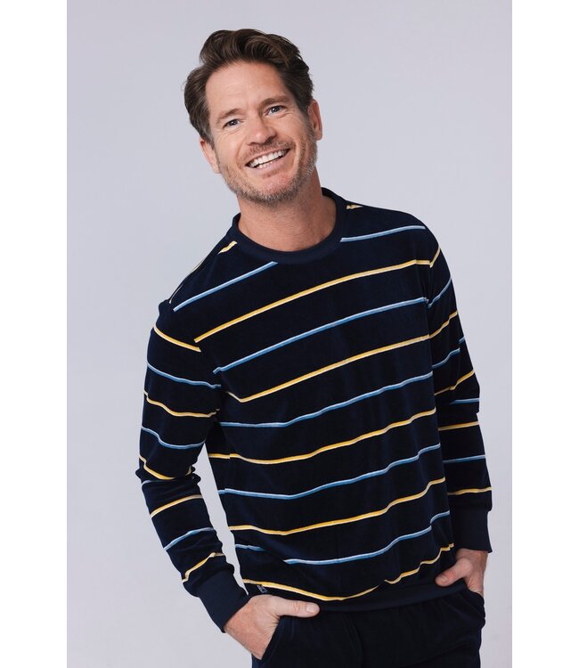 Velours heren lounge-pyjamaset 'velvet stripes'