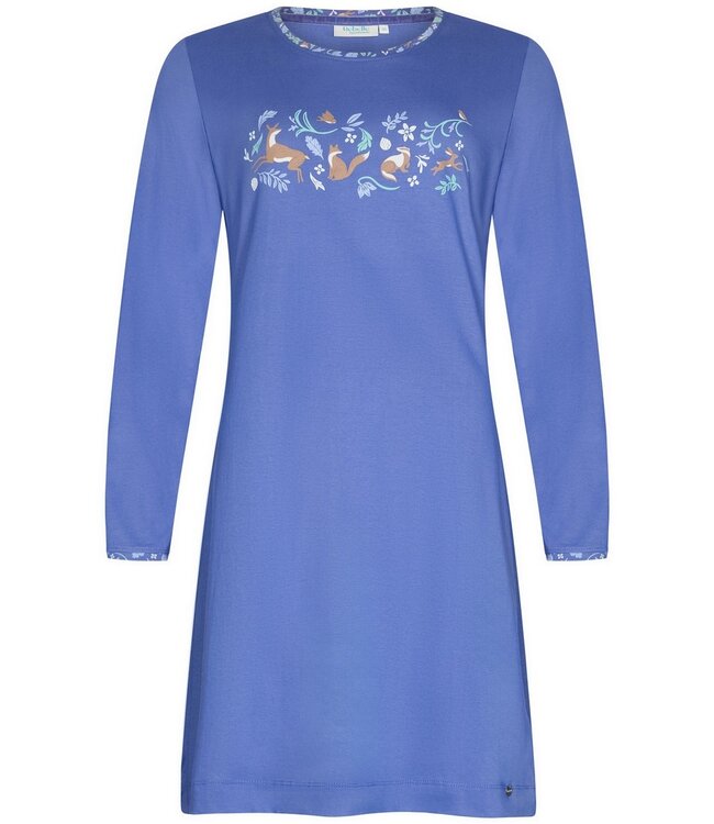 ladies long sleeve organic cotton nightdress 'woodland wildlife'