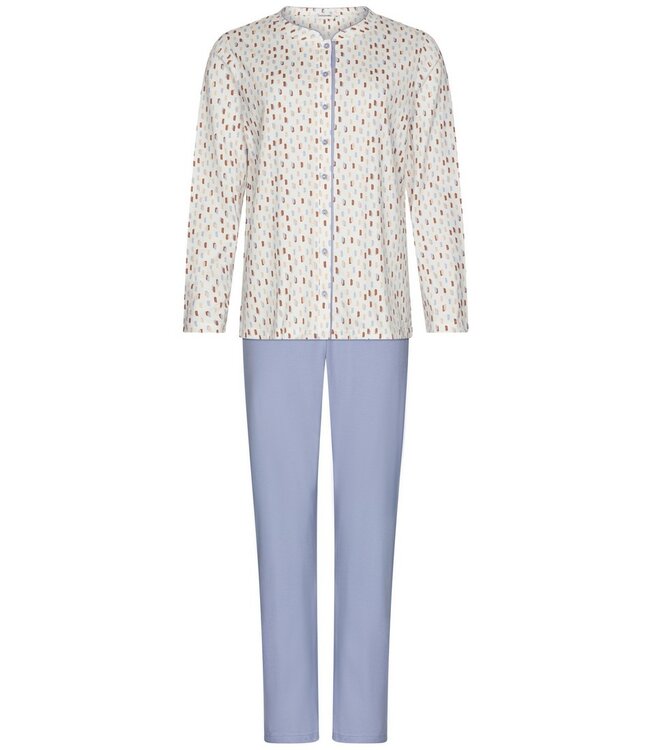 Katoenen doorknoop dames pyjama ‘pastel dashes’